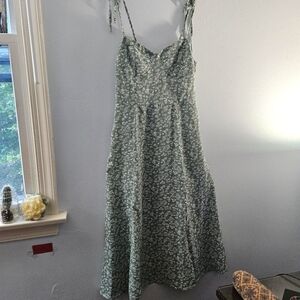 Green Floral Midi Dress Size S Petite